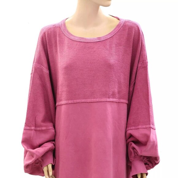 Free People We The Coastal Solid Crew Sweatshirt Top Pullover Cotton XL 275604 - Picture 5 of 7